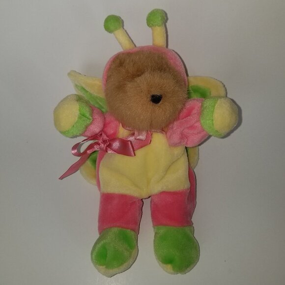 Treat Cetera Butterfly Teddy Bear Plush 10" Brown Pink Yellow Green Easter - Picture 1 of 7